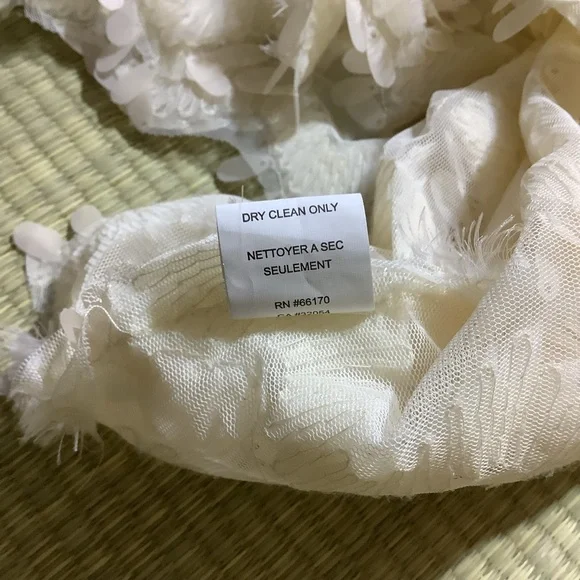 Anthropologie Blue Tassel Sleeveless Cream Top with Disk Sequins - Picture 6 of 8